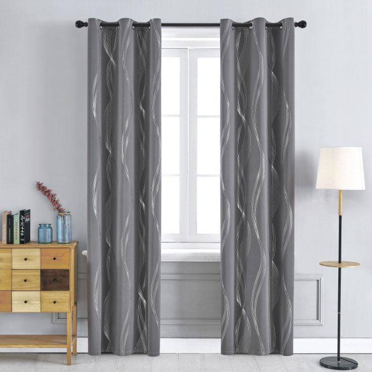 Lyxiga Silver Mörkläggningsgardiner - Högprecisionsjacquard med Metallisk Folie, 100% Ljusblockerande & Isolerande