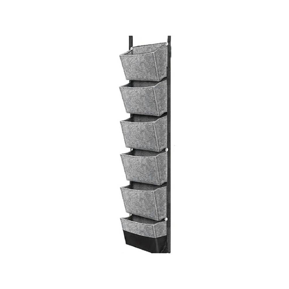 6 Pockets Garden Wall Hanging Planting Bags Vegetable Green Plant Grow Planter Gray