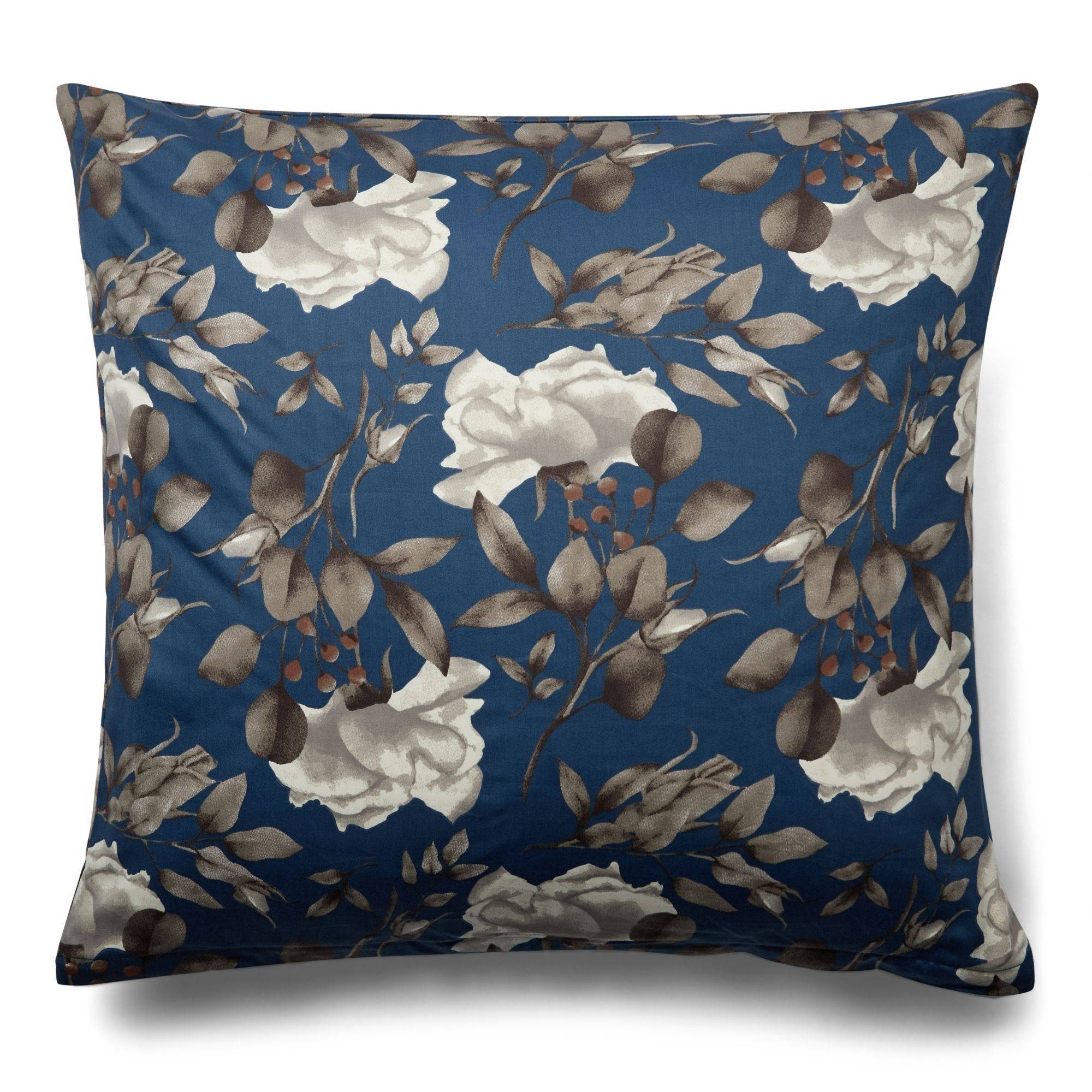 Pudebetræk 60x63 cm - Bomuldssatin - Blossom blue - Blomster print