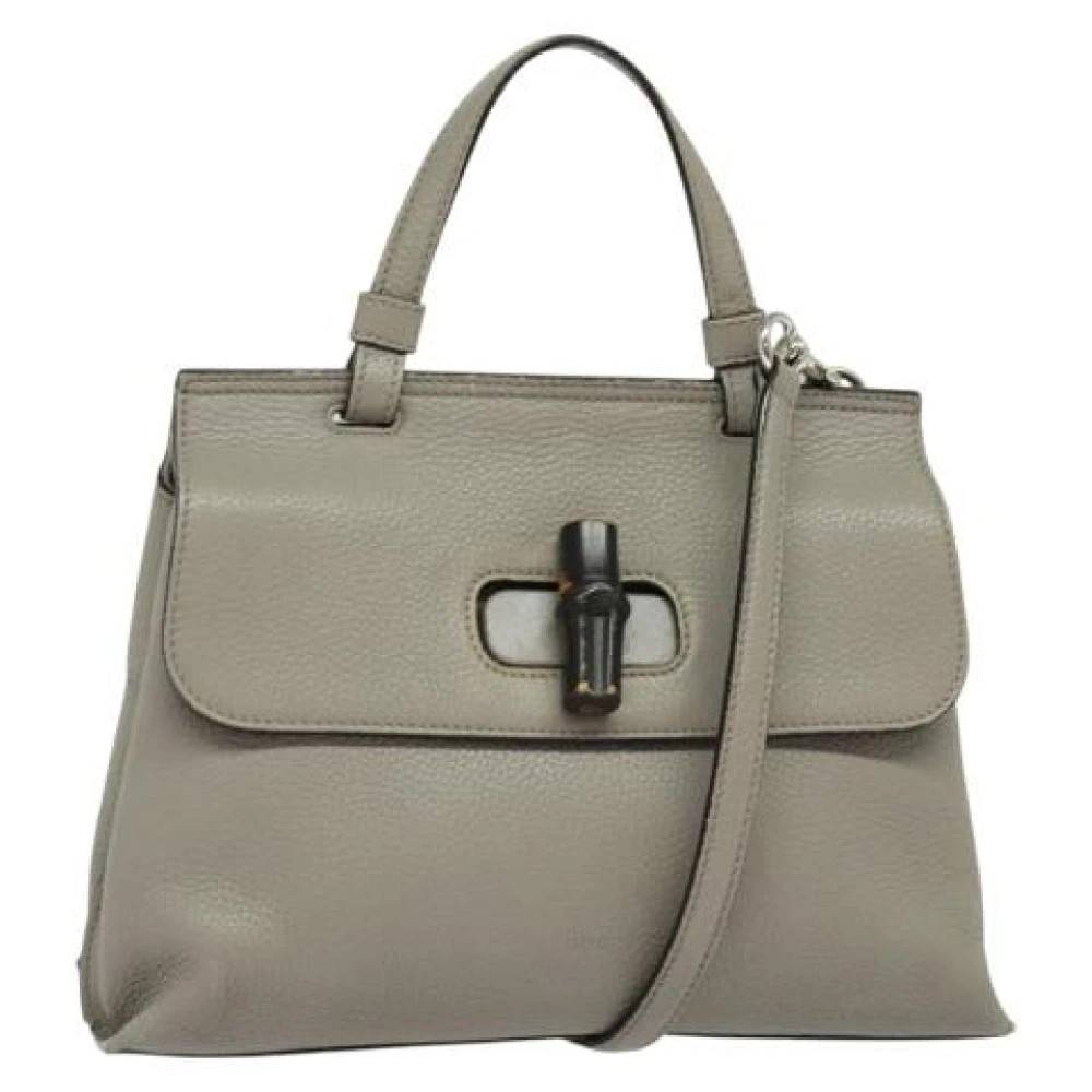 Gucci Vintage Pre-owned Læder Håndtaske - Vintage - Dame - Grå - ONE SIZE - Læder