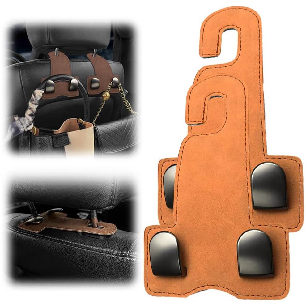 (Khaki-2 Pack, -) 2 Pakke Bil Bagsæde Nakkestøttekroge, 360 Rotation Pungekrog til Håndtaske Frakke, Tung Last.