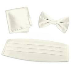 Design by Licht Cummerbund Sæt med Butterfly og Pocket Square - Satin - Hvid