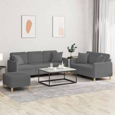 vidaXL sofasæt 3 dele med puder stof mørkegrå