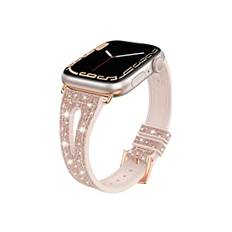 Neitra Glitter Slim Watch klockarmband för Apple Watch 41 mm 40 mm 38 mm armband, mjuk silikon färgförändring, ersättningsarmband för iWatch Series 9 8 7 6 5 4 3 SE 2023 (rosa-guld)