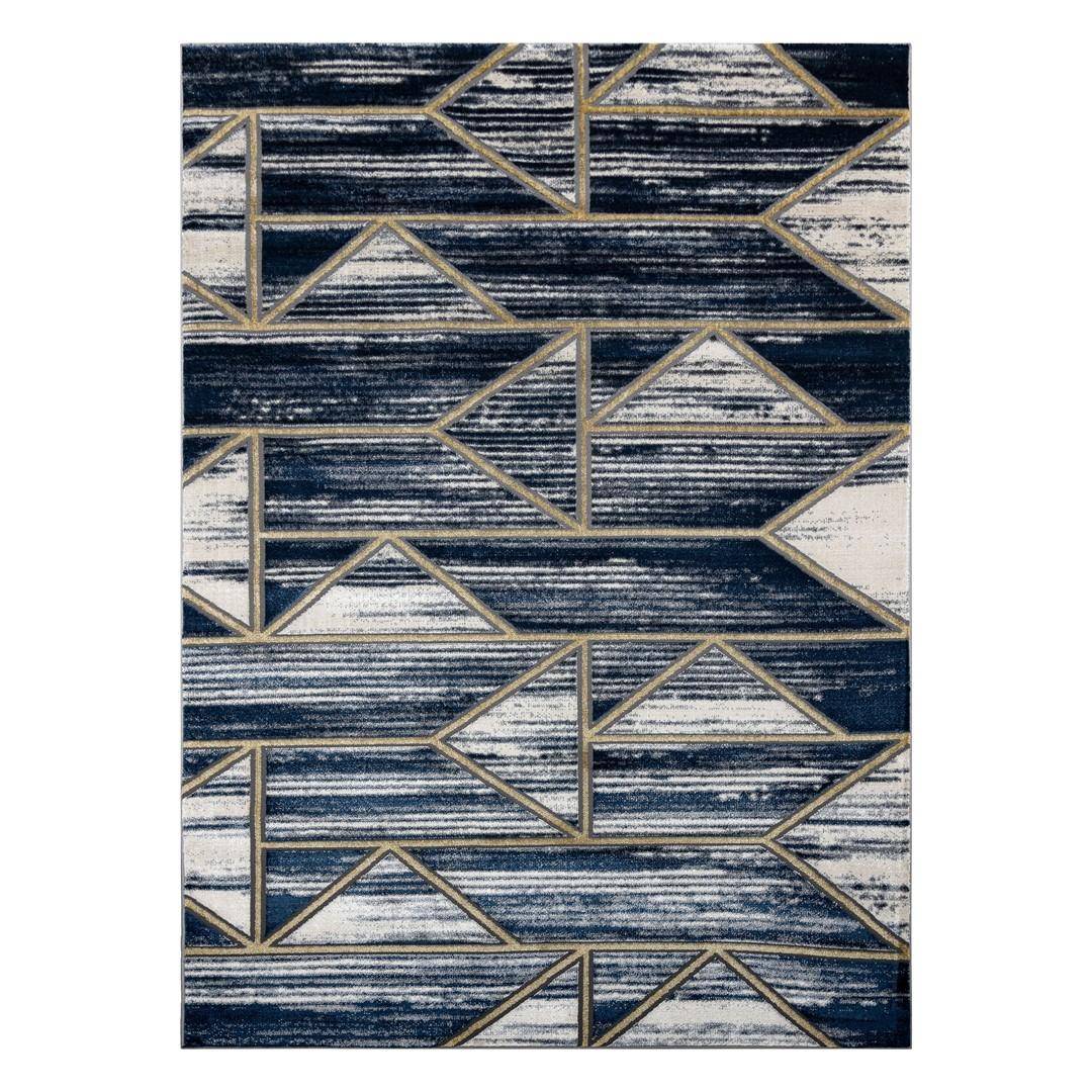 Gulvtæppe Hakano Welli Geometric - marineblå 160×220