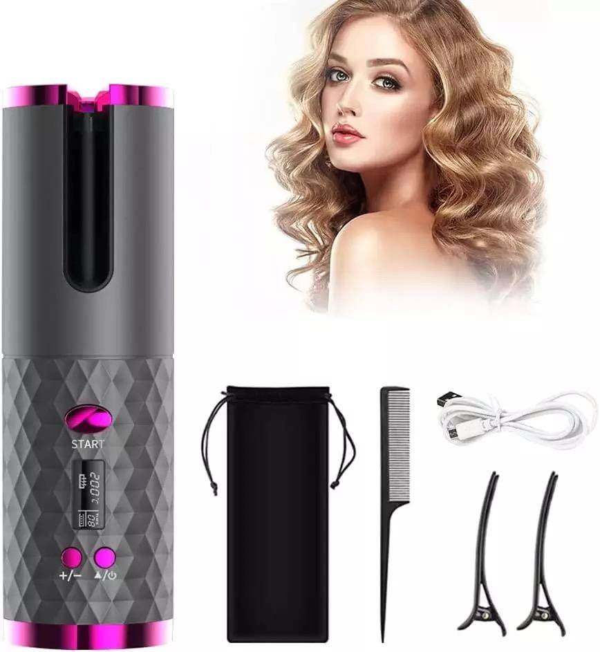 Portable Mini Rechargeable Electric Curls Cordless Auto Rotating Ceramic Wireless Hair Curler Automatic Curling Iron