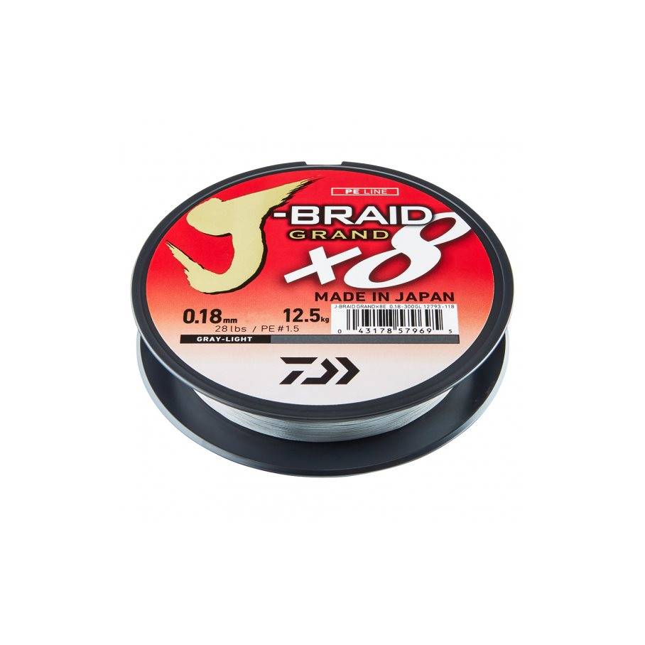Daiwa J-Braid X8 Grand 135 m Flätlina Grå