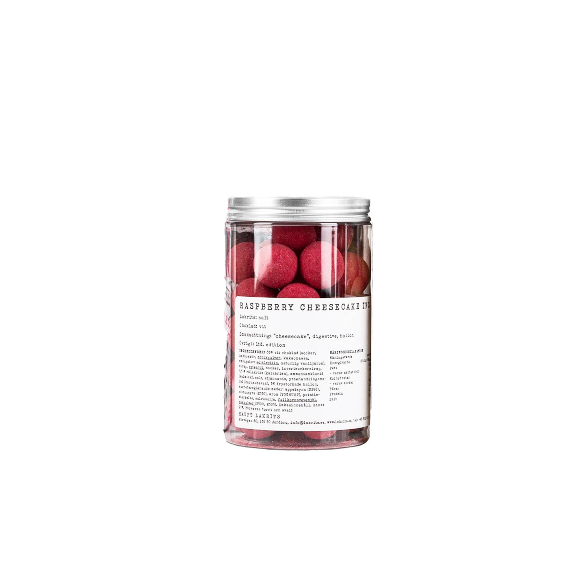 Fantastisk lakritschoklad Raspberry Cheesecake Inc., 250g
