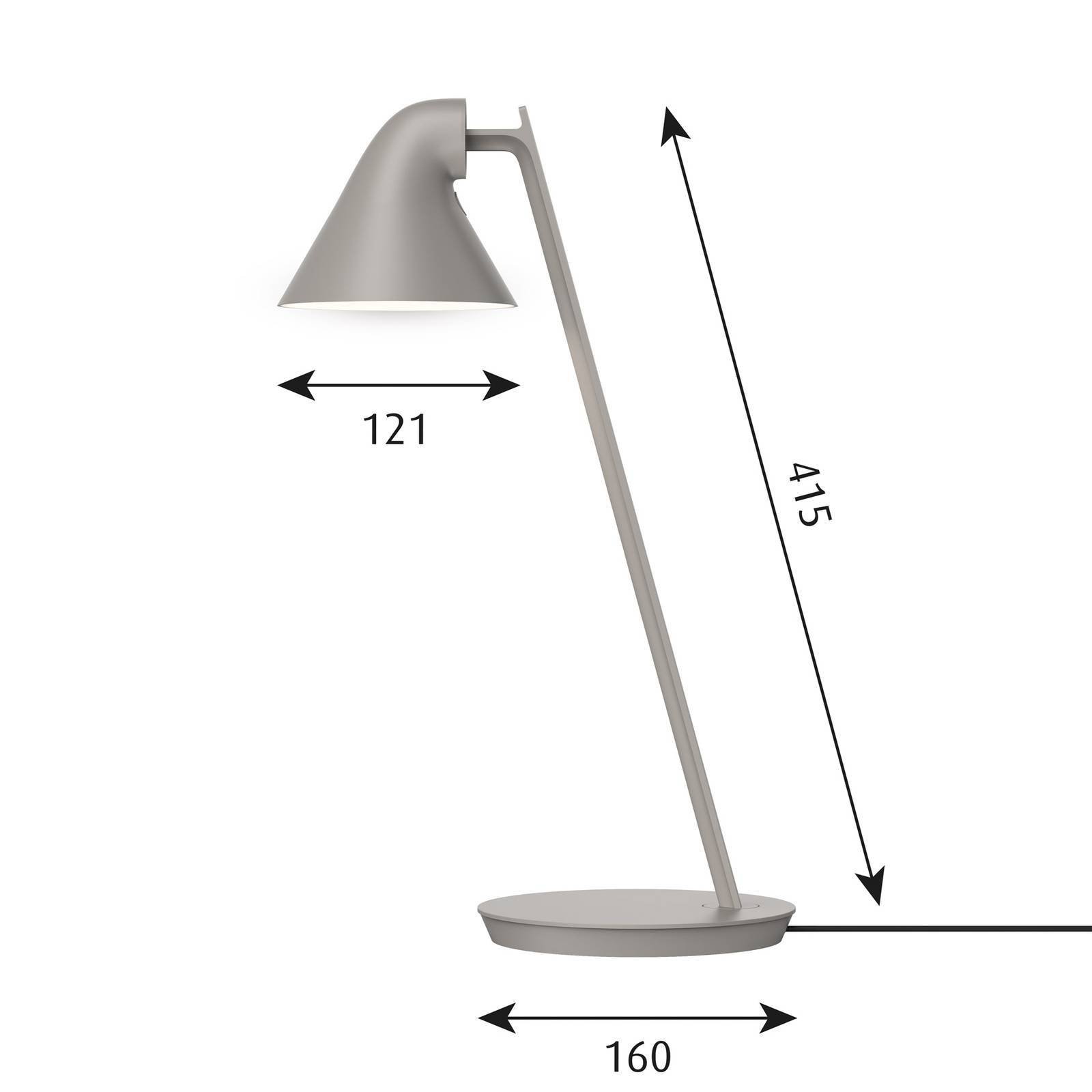 Louis Poulsen Design bordslampa NJP Mini, dimbar, Aluminium / grå / zink, Vardagsrum / matsal, Aluminium / grå / zink, Design, Bordslampa