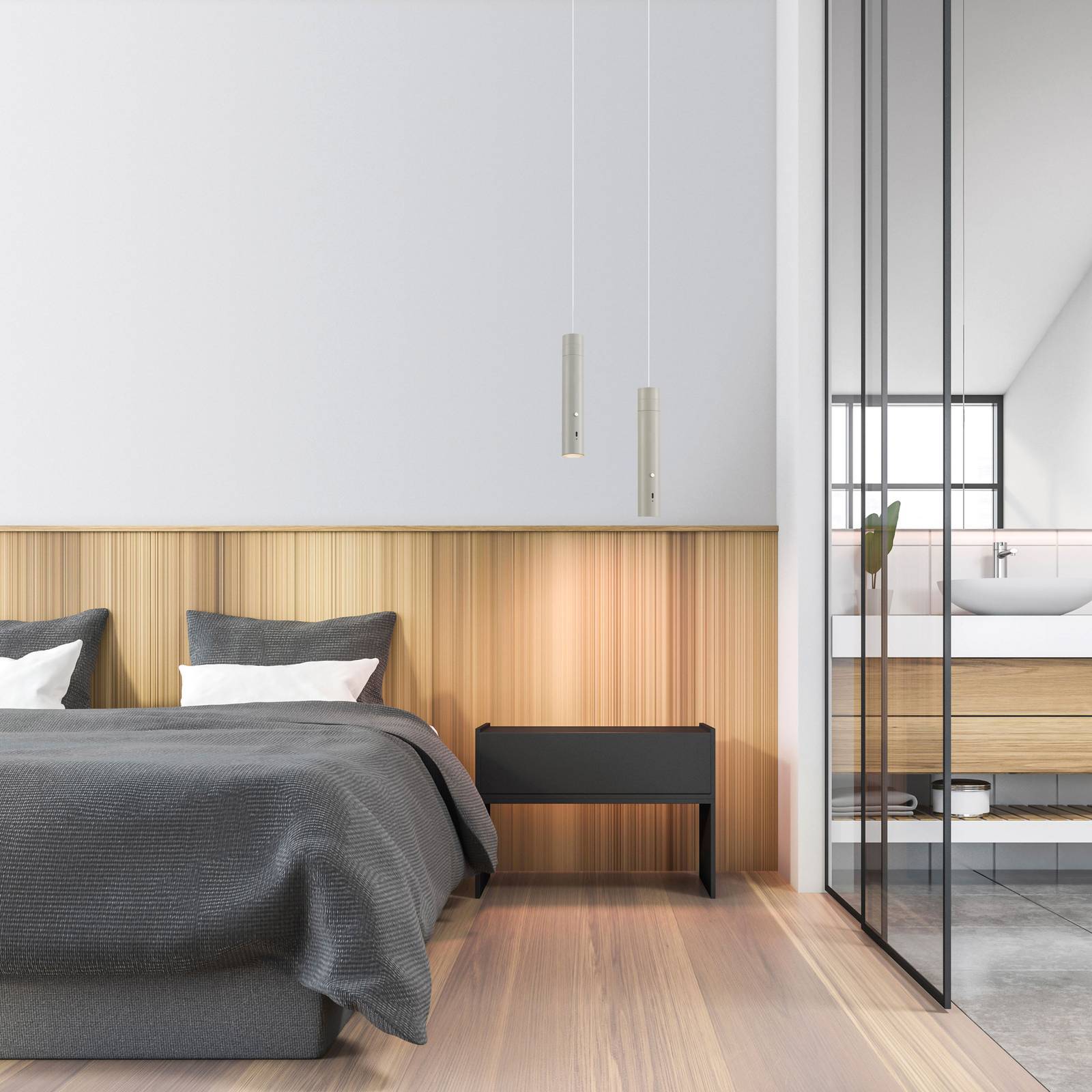 JUST LIGHT. GmbH Pendellampa Attach, dimbar, Aluminium / grå / zink, Vardagsrum / matsal, Metall, Modern