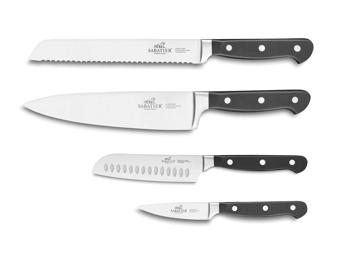 Knivsæt Pluton 4 dele Stål/Sort - 4 stk