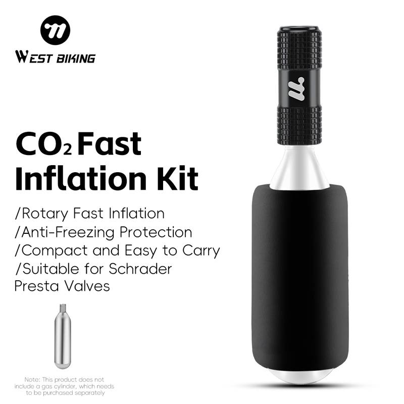 WEST BIKING Aluminum Alloy CO2 Bicycle Inflation Nozzle Fast Inflation Kit for AV/FV MTB Road Bike Accessories No Gas Cylinder