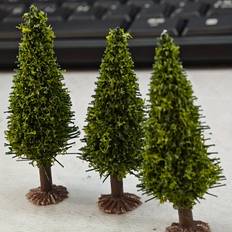 TEMU 5pcs Mini Cedar Christmas Tree Models - Green Flocked, Plastic, No Container, Ideal For Tabletop Holiday Decor, Seasonal Home Decoration | Flocked Trees | Artificial Christmas Trees