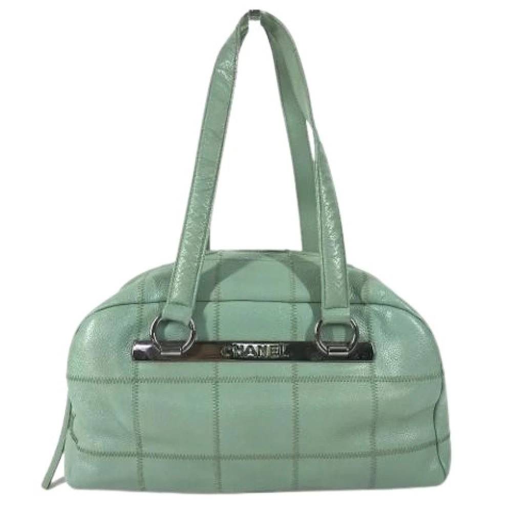 Chanel Vintage Pre-owned Chocolate Bar Boston Bag - Vintage - Dame - Grøn - ONE SIZE - Uld