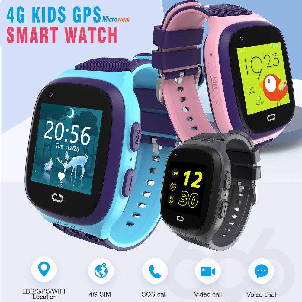 4g Kids Smart Watch Gps Wifi Videosamtal Med Ansiktslås Sos Tracker Plats Ip67 Vattentät Smart Watch Camer för barn Spanish