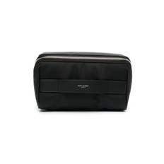Saint Laurent - necessär med logotyp - herr - kalvskinn/nylon - one size - Svart