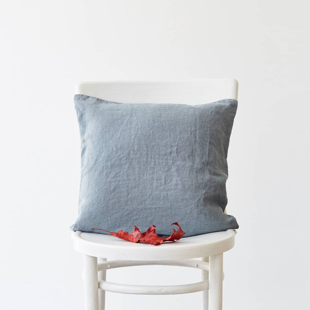 Pudebetræk Hør 45x45 Blue Fog - Linen Tales