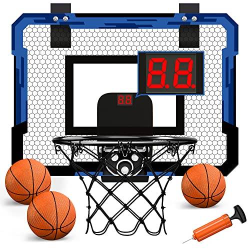 QDRAGON Mini Basketball Hoop Kids, Baskethoop Indoor Outdoor Door Hanging Basketball Board Basketball Set med 3 bollar, nät, backboard och luftpump för pojkar, flickor, barn och vuxna