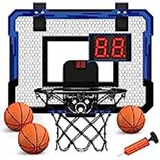 QDRAGON Mini Basketball Hoop Kids, Baskethoop Indoor Outdoor Door Hanging Basketball Board Basketball Set med 3 bollar, nät, backboard och luftpump för pojkar, flickor, barn och vuxna
