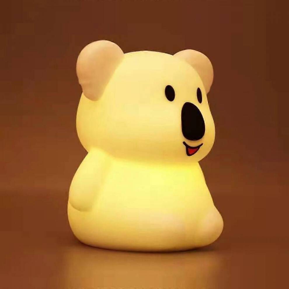 Koala Nattlampa för barn, LED, Uppladdningsbar via USB, Silikon, Barnbelysning, 2 olika lägen och 8 olika