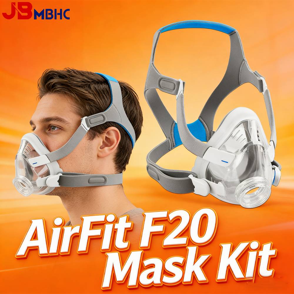 AirFit F20 Full Face CPAP Mask Replacement Kit with Memory Foam - Complete Mask Set Includes Cushion, Headgear, Frame, and Clips