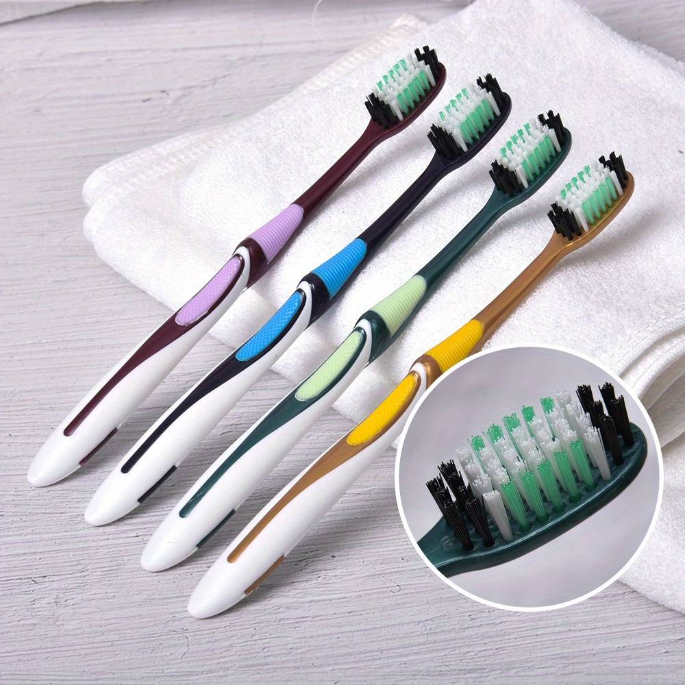 TEMU Halloween Christmas 4pcs Medium Hardness Polyester Bristle Toothbrush Set With Large Head - Ideal For Couples, Male And Female Students, Family Use