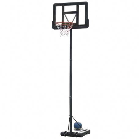 Basketkorg Med Ställning Höjdjusterbar 231–305 cm Med Hjul, Svart Stål / PVC / HDPE