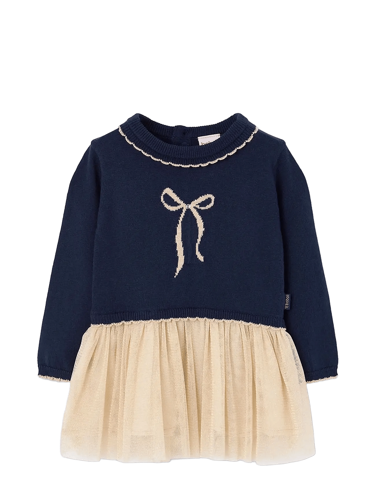 BOBOLI Knitwear Combined Dress For Girl -Bci | Navy | 92