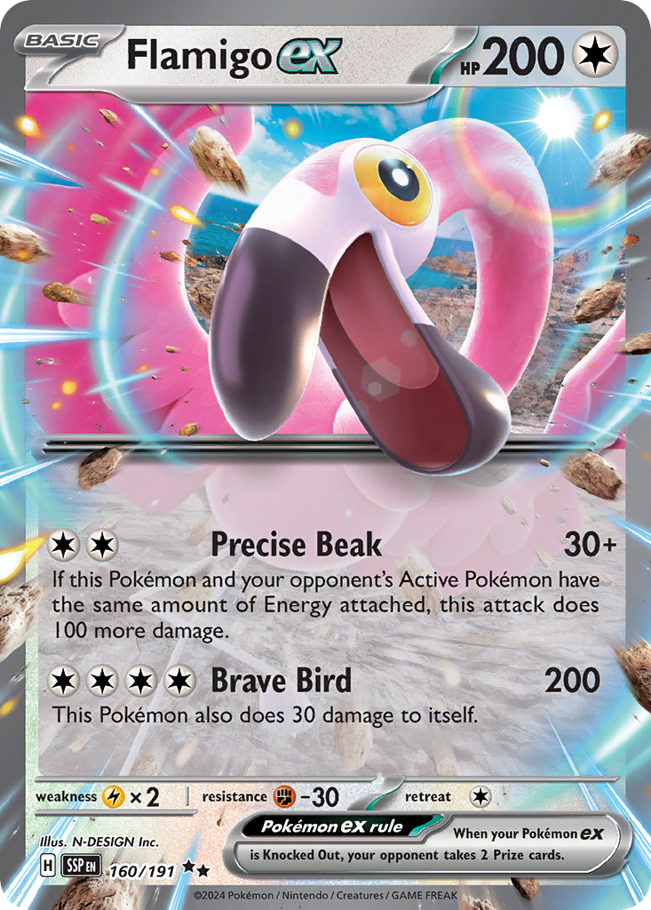 Flamigo ex 160/191 Pokemon SV08 Surging Sparks