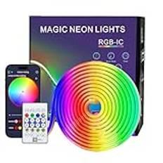 2M Neon LED Strip, vattentät IP67 USB silikon LED Strip, flexibel neon LED Strip med APP och fjärrkontroll, 5V RGB LED Band Neon Music Synchronisation, för hem, rum, trädgård, fest