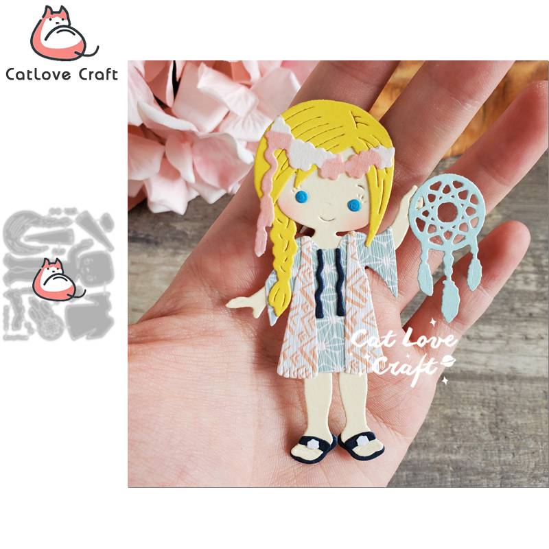 Catlove Bohemian Girl Metal Cutting Dies Scrapbooking Mold Stencil Die Cuts Card Making DIY Craft Embossing New Dies For 2023