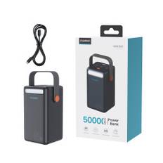 Mini powerbank station 50000mAh USB-A USB-C microUSB 65W svart