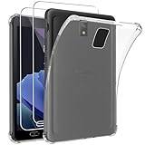 Samsung KUSINHOKA Fodral för Galaxy Tab Active 3 [2 stycken] skärmskydd i härdat glas, stötsäker mjukt silikonfodral [reptåligt] TPU lättviktigt skyddsfodral