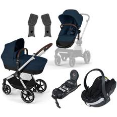 Cybex EOS Lux Duovagn inkl. BeSafe iZi Go Modular X2 & Bas, Silver/Ocean Blue