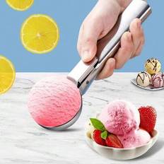 1 st glassskopa i rostfritt stål, perfekt för fryst yoghurt, multifunktionell glassskopa, skopa i rostfritt stål för dubbel användning, non-stick glas - Silver (stor,små)