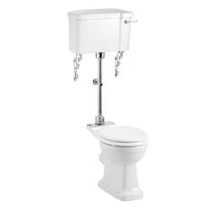 Toalett Burlington Mellanhög med Bred Cistern: Karbamid vit