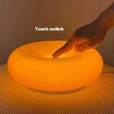 1 st Bauhaus Donut LED-lampa USB-driven sänglampa dimbar belysning vardagsrum matsal arbetsrum heminredning stämningsfull present - Orange (En-Storlek)