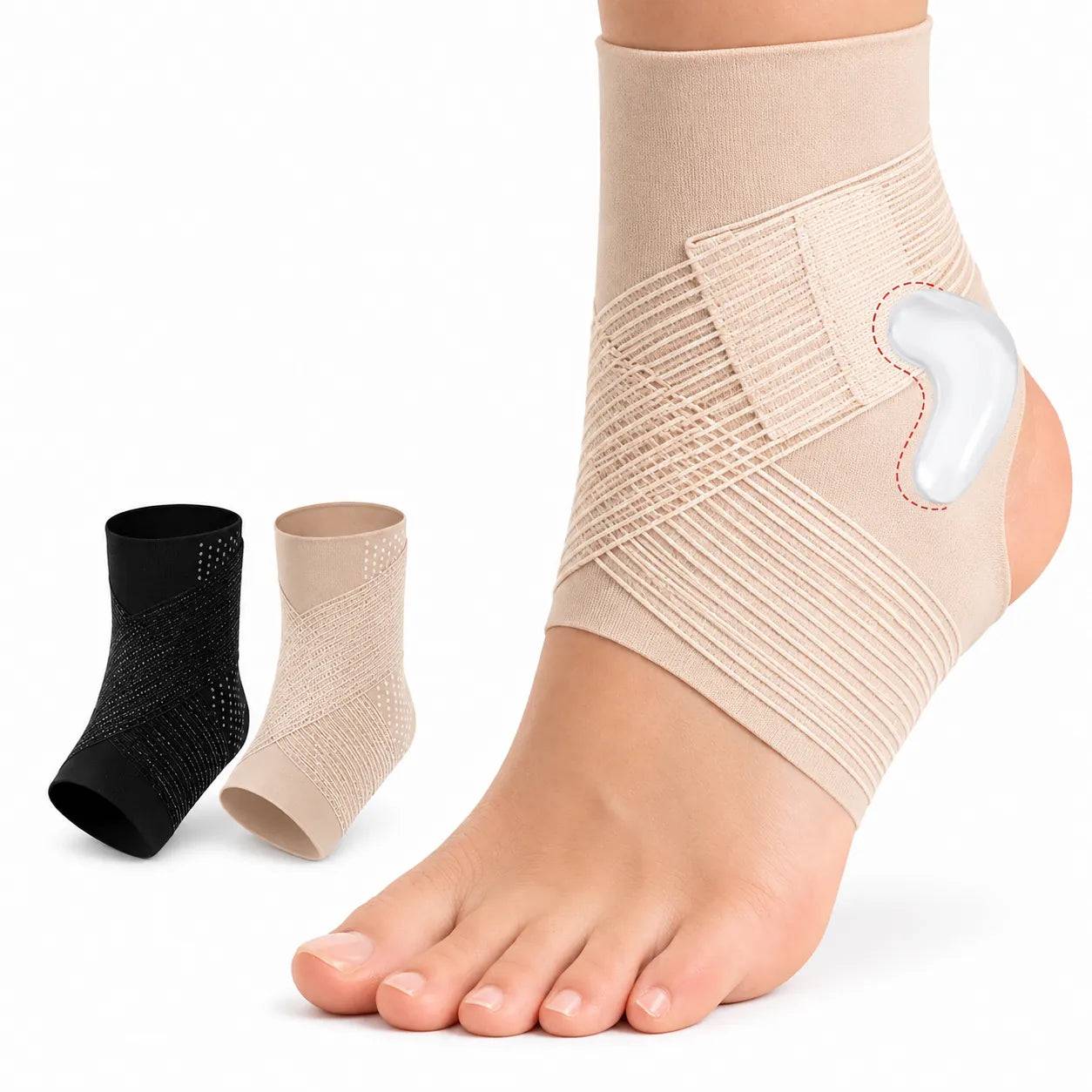 Let og elastisk ankelstøtte med kompression