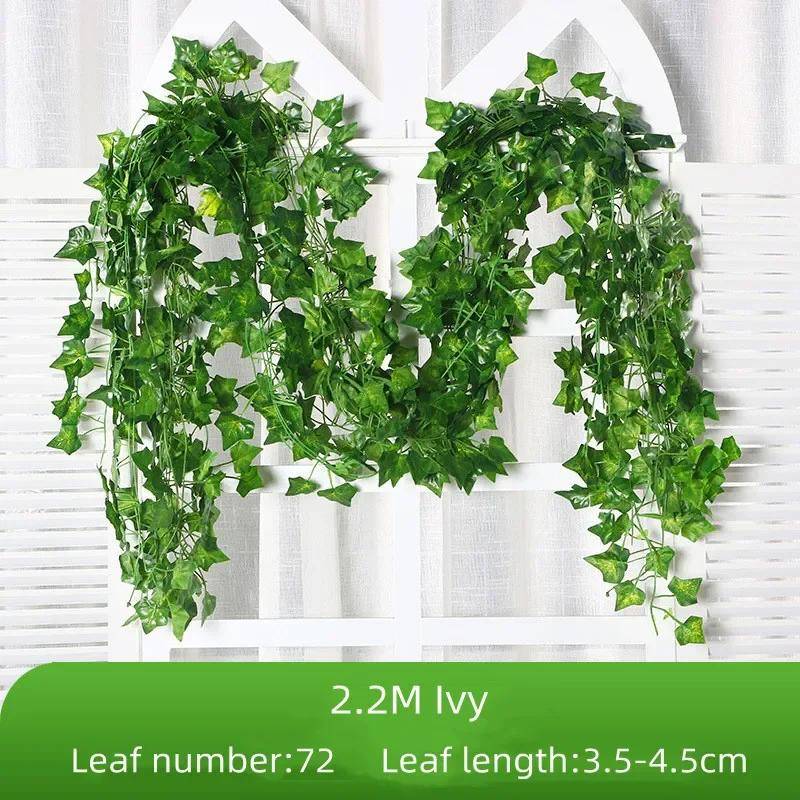 220CM Murgröna Ranka För Hem Bröllopsdekor Konstgjorda Växter Rotting Klätterväxt Grönt Blad DIY Hängande Girlang Falska Blommor vindruva