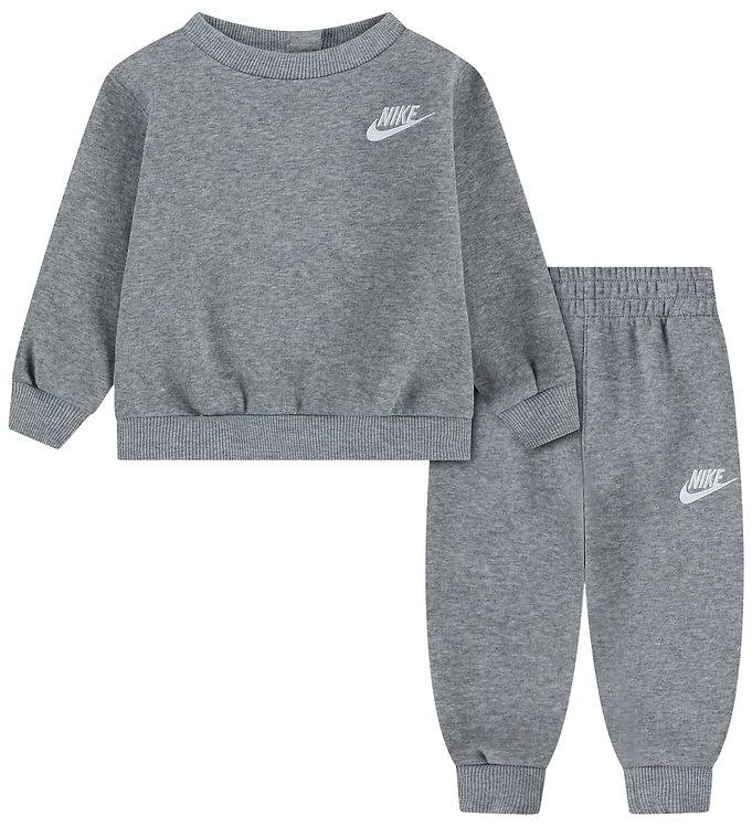 Nike Sweatsæt - Grey Heather/White - Nike - 12 mdr - Sweatsæt