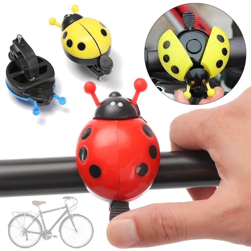 Cute Cartoon Ladybug Shaped Bike Bell Children Balance Car Bicycle Hand Press Small Bells Easy Operation Sports Bike Accessories