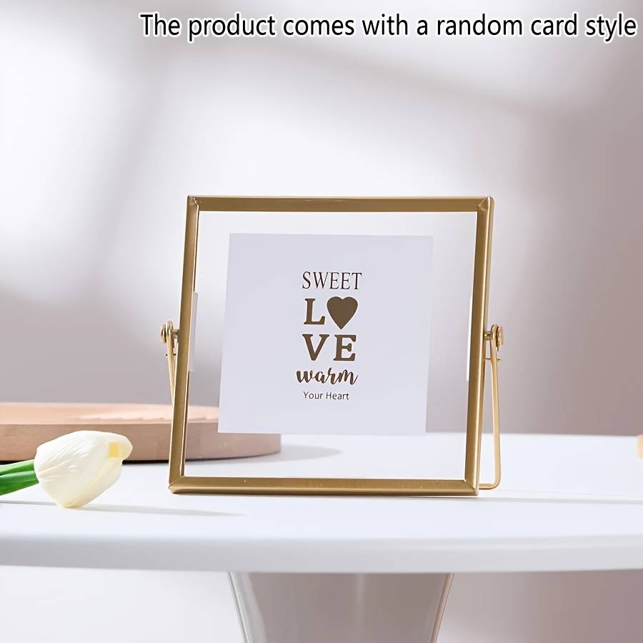 Elegant Golden Metal Picture Frame With Acrylic Clear Panel - Modern Minimalist Desktop Decor For Home, Stylish & Sleek Tabletop Ornament, Random