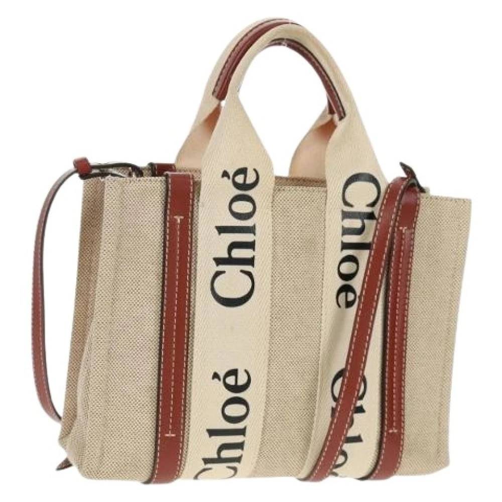Chloé Pre-owned Pre-owned Canvas Håndtaske - Vintage - Dame - Beige - ONE SIZE - Uld