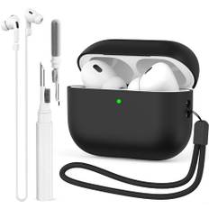 BEAUDOM Silikon Airpods Pro 2 Hülle Case für Airpods Pro 2 [Unterstützung USB-C] [Kabelloses Laden] mit Airpods Reinigungsstift und AirPods Halteband für Airpods Pro 2. Generation (Schwarz)