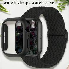 1 Apple Watch-rem i nylon + 1 ihåligt klockfodral Lämplig för tjejer att bära, Lämplig för 38/40/41/42/44/45/49 mm, kompatibel med Apple Watch Ultra/S - Svart (38mm,40mm,42mm,44mm,45mm,49mm,41mm,S10 42mm,S10 46mm)