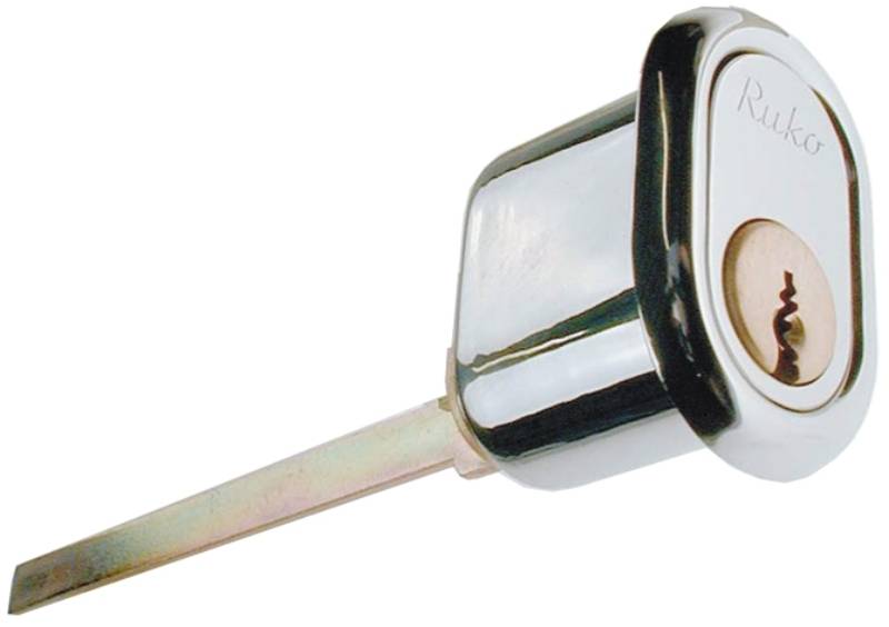Assa Abloy Ruko RD2628 Oval cyl. til kasselås med tilbehør, Blank krom