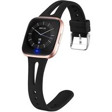 3 Tynde Armbånd til Ur, Kompatible med Fitbit Versa 2 Rem/Fitbit Versa/Fitbit Versa Lite/SE, Silikone Erstatningsarmbånd til Smartwatch black