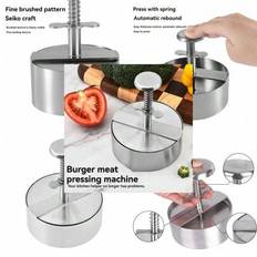 1 st hamburgerpress, justerbar hamburgerköttpress i rostfritt stål, non-stick formar för nötkött, grönsaker, hamburgare och matlagning, - perfekt för - Silver (8 cm,10 cm,12 cm)