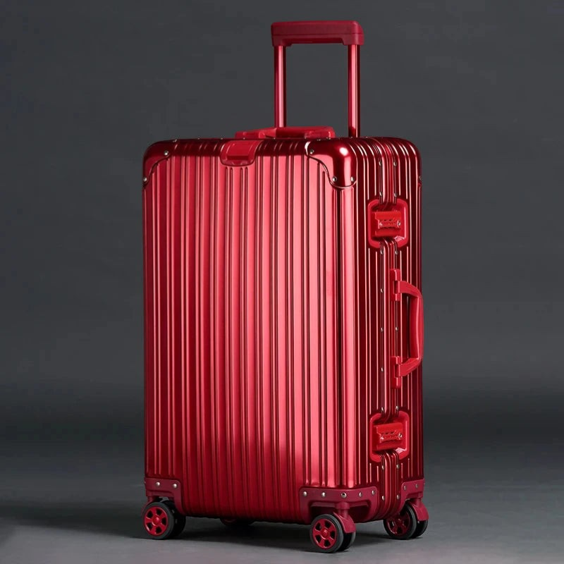 Resväska i aluminium, TSA-lås och 360° hjul - Handbagage - 50cm / Röd