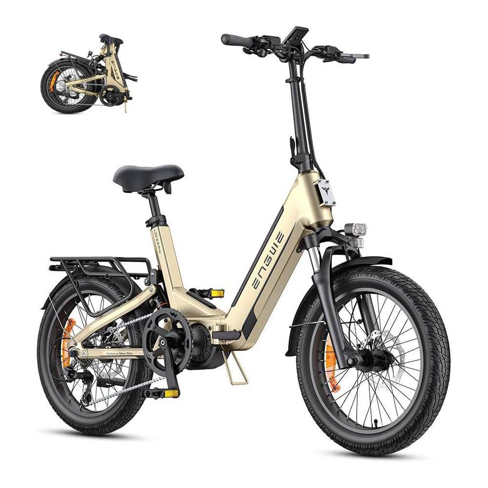 ENGWE L20 3.0 Pro Folding E-Bike 20'' 250W 100Nm Mid-drive Motor Electric Bicycle with 48 V 15 Ah Battery svart